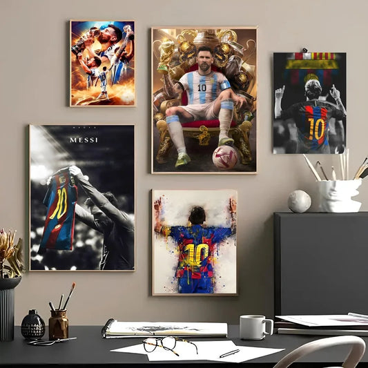 1PC Football Star Popular Character M-Messi Poster Self-Adhesive Art Waterproof Paper Sticker Coffee House Bar Room Wall Decor